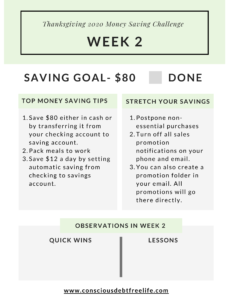 Week 2- Thanksgiving 2020 Money Saving Challenge
