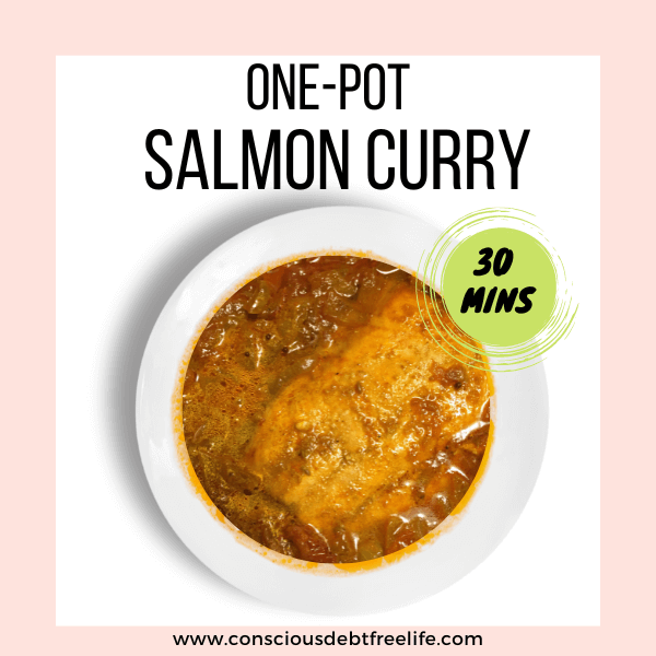 Salmon Curry Recipe in white bowl