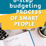 Notepad and plant with budgeting process