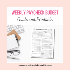 Desk with weekly paycheck budget printable